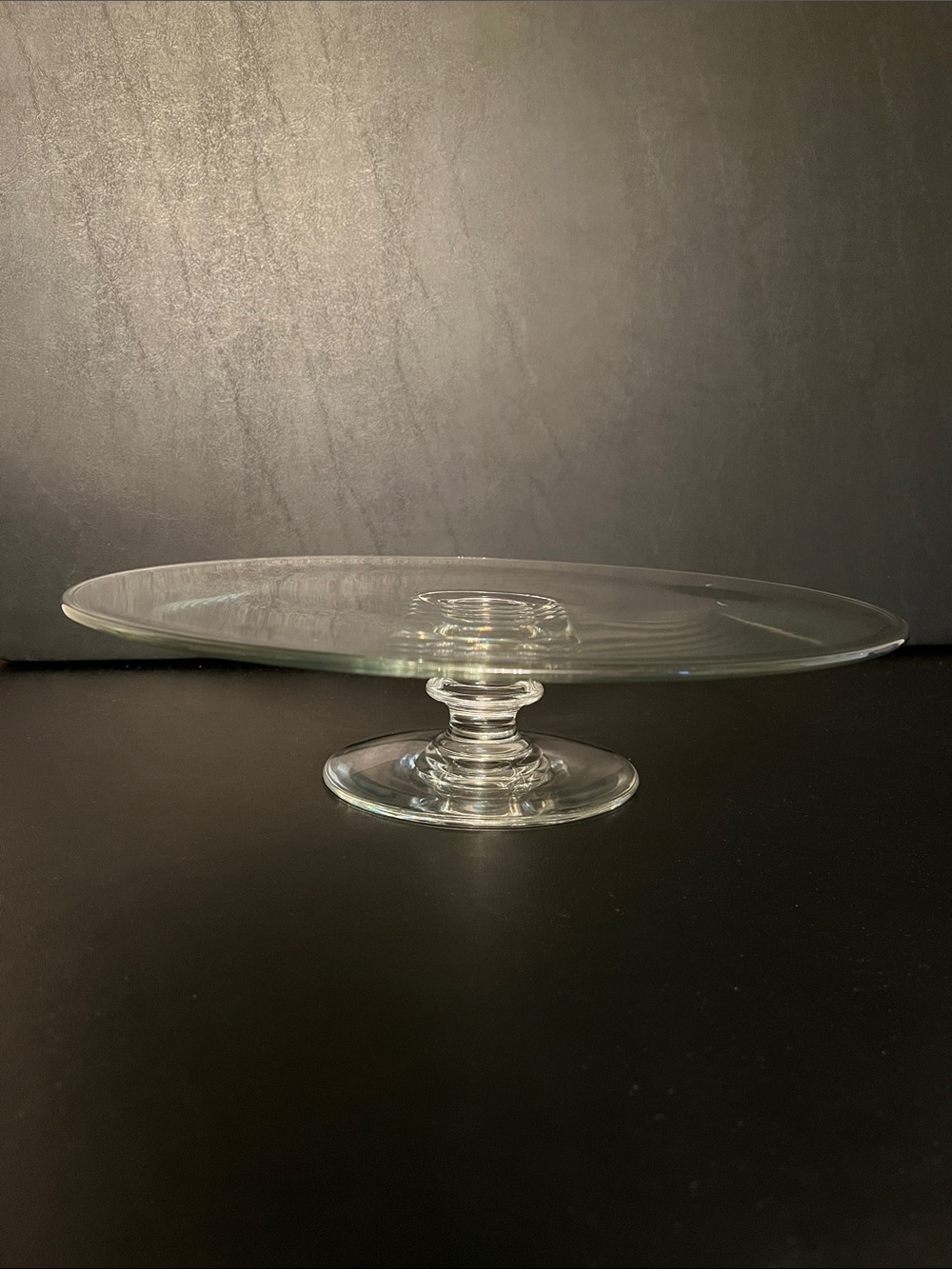 Vintage Val St. Lambert 13" Crystal Cake Stand “State Plain" Signed Belgian